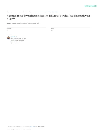 Más sobre Investigación Geotécnica sobre la Falla de una Carretera Típica en el Suroeste de Nigeria