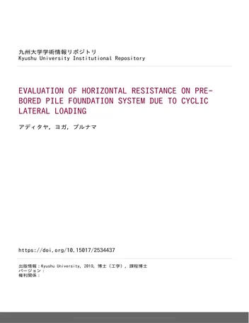 Más sobre Evaluación de la Resistencia Horizontal en el Sistema de Cimentación de Pilotes Perforados debido a Cargas Laterales Cíclicas