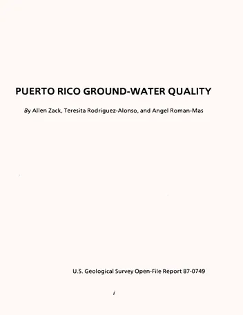 Más sobre Calidad del Agua Subterránea en Puerto Rico