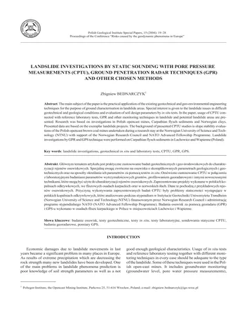 Más sobre Investigaciones de Deslizamientos Mediante Sondeos Estáticos con Presión de Poros