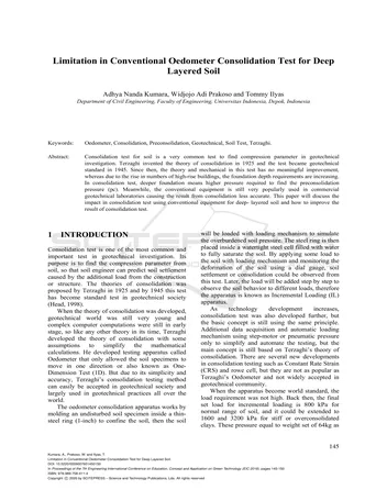 Más sobre Limitaciones en la Prueba de Consolidación Convencional de Oedometer para Profundidades Grandes