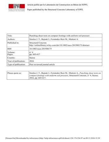 Más sobre Pruebas de Corte por Punzonamiento en Cimientos Compactos con Presión Uniforme del Suelo